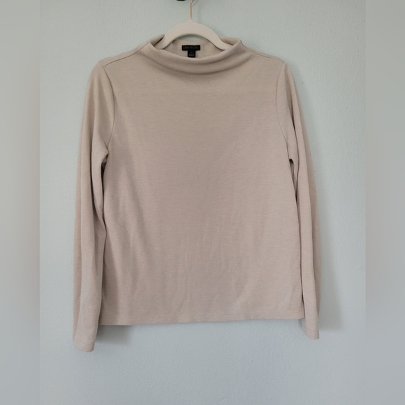Ann Taylor Tops - Ann Taylor Cream Mock Neck Long Sleeve Sweater
